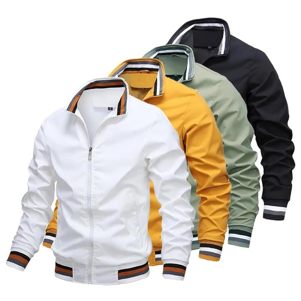 ウェア Men's Yellow and White Jacket Generic Men's Yellow White Sheepskin Leather Moto Jacket